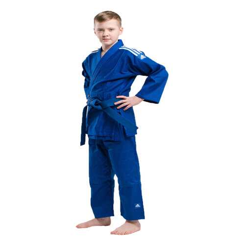 Кимоно для дзюдо Adidas с поясом подростковое Club синее с белыми полосками 110 см в Спортмастер