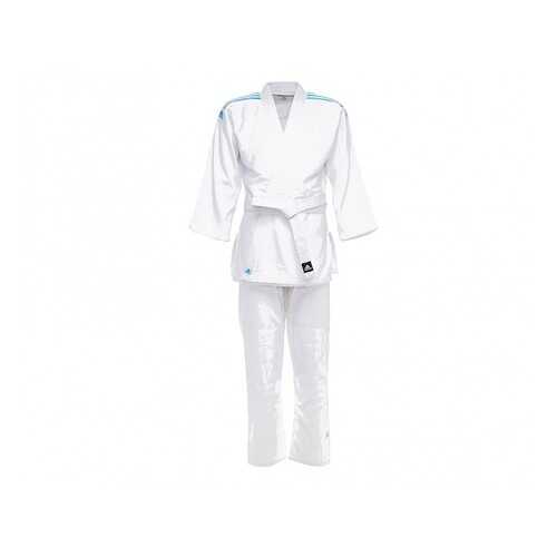 Кимоно для дзюдо с поясом подростковое Adidas Club белое с голубыми полосками 140 см в Спортмастер