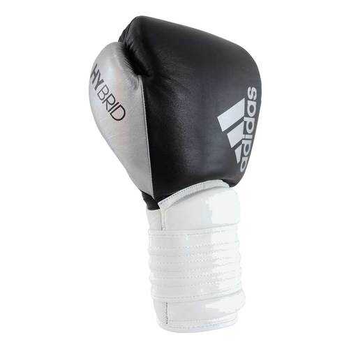 Боксерские перчатки Adidas Hybrid 300 черные/белые/серебристые 14 унций в Спортмастер