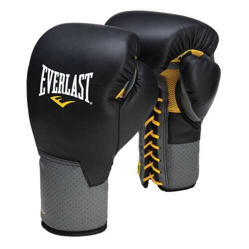 Боксерские перчатки тренировочные Everlast Pro Leather Laced черные 14 унций в Спортмастер