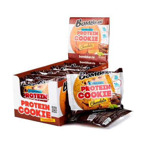 BOMBBAR Protein Cookie 60 г, 10 шт, вкус: шоколад в Спортмастер