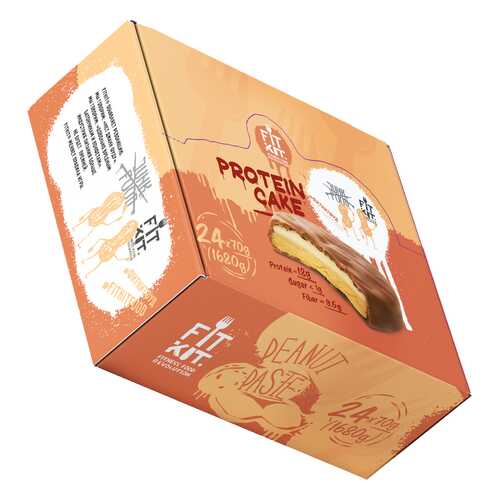 Печенье Fit Kit Protein Cake 24 70 г, 24 шт., арахисовая паста в Спортмастер