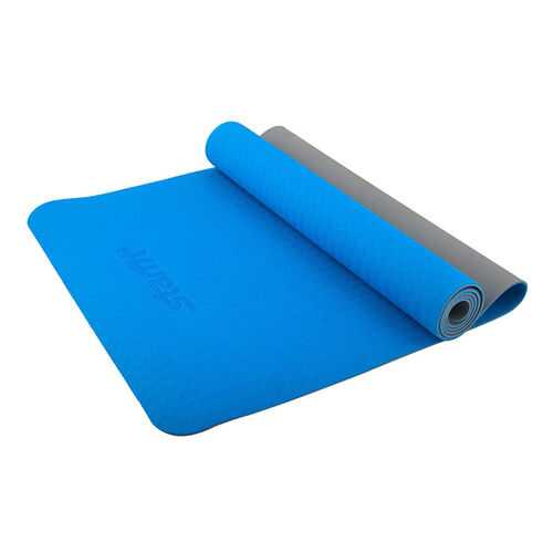 Коврик для йоги FM-201, TPE, 173x61x0,4 см, синий/серый в Спортмастер